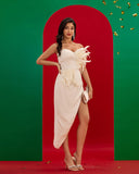 Asymmetrical Feather Midi Dress