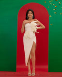 Asymmetrical Feather Midi Dress