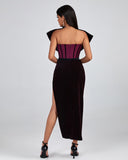 Purple Velvet Backless Dress