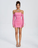 Off Shoulder Pink Mini Dress