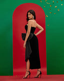 Bow-Detailed Strapless Corset Midi Dress