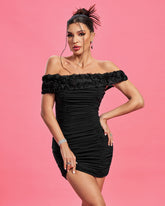 Off Shoulder Ruched Mini Dress