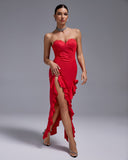 Open Back Lace Bustier Maxi Dress