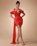 Feather Strap Corset Draping Dress