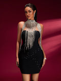 Crystal Fringe Bandage Mini Dress