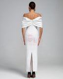 Crystal Chain Detail Off Shoulder Maxi Dress