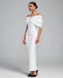 Crystal Chain Detail Off Shoulder Maxi Dress