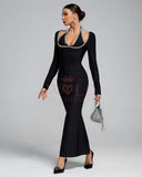 Halter Neck Crystal-Embellished Bandage Maxi Dress