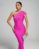 One Shoulder Crystal-Embellished Bandage Dress