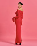 Trumpet-cuffs Off Shoulder Bandage Maxi Dress