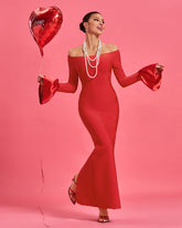 Trumpet-cuffs Off Shoulder Bandage Maxi Dress