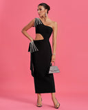 Rhinestone Embellished Cutout Bandage Dress