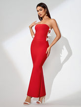 Strapless Bowknot-Side Bandage Dress