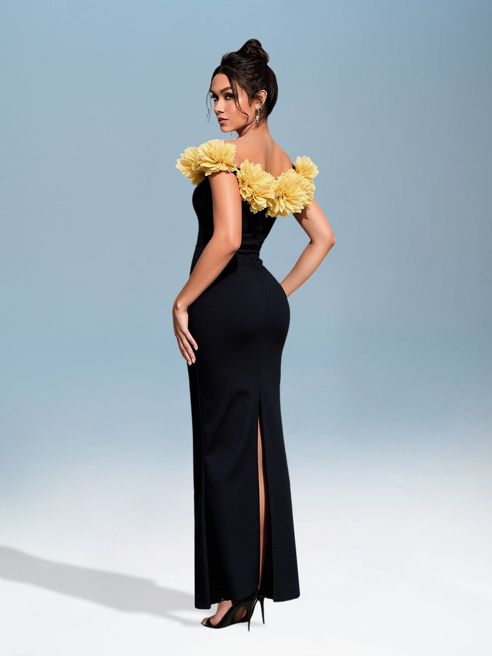 3D Flower Off Shoulder Bandage Dress
