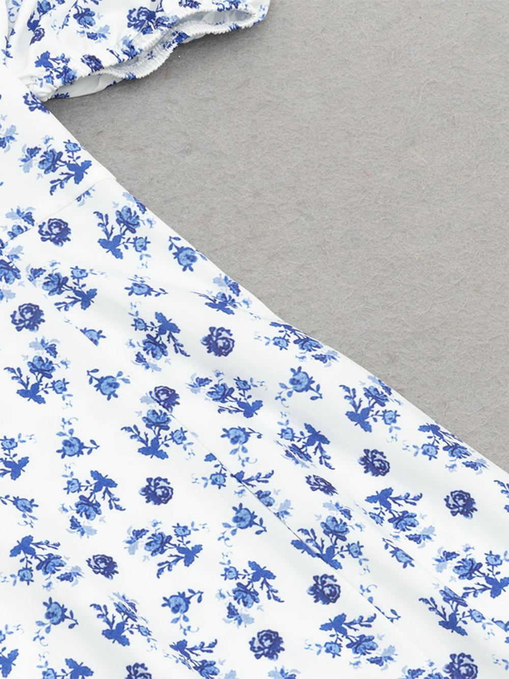 Square Collar Short Sleeve Floral Maxi Bodycon Dress HB00953