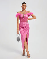 Halter Corset Ruffled Cocktail Long Dress