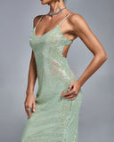 Open Back Sequin Bodycon Maxi Cami Dress