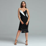 V Neck Midi Bandage Backless Dress