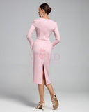 Feather Cuff Sleeves Bodycon Dress