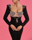 Low-Cut Rhinestone Embellished Mermaid Dress