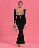 Low-Cut Rhinestone Embellished Mermaid Dress