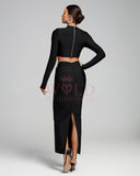 Crystal-Embellished Floral Two Piece Bandage Set