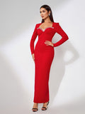 Rhinestone Trim Bandage Maxi Dress