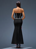 Strapless Flowers Bandage Mermaid Dress