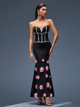 Strapless Flowers Bandage Mermaid Dress