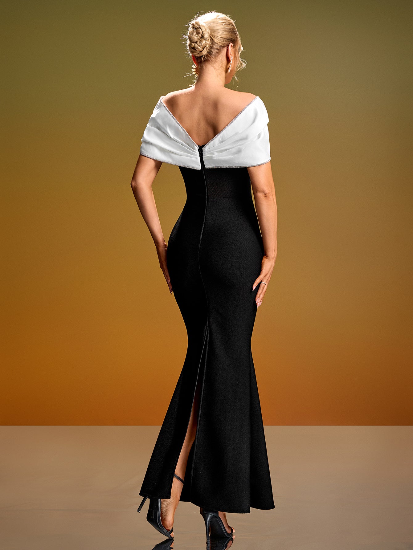 Off-shoulder Crystal Embellished Mermaid Gown
