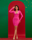 Metal Button Ornamented Bandage Dress