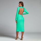 High Neck Neon Sequins Backless Dress