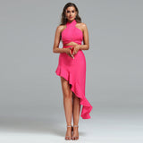 Halter Cutout Midi Backless Bandage Dress