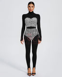 Black Jumpsuit Crystal Three Piece Set