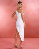 One-shoulder Embellished Wave Bandage Dress