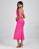 Strappy Feather Trim Hollow Out Bandage Dress