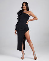 Asymmetric Pleated Ruffle Bandage Dress