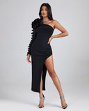 Asymmetric Pleated Ruffle Bandage Dress