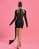 Crystal Neck Cutout Mesh Bandage Dress