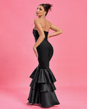 Strapless Tiered Ruffle Hem Jumpsuit