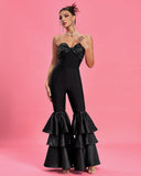 Strapless Tiered Ruffle Hem Jumpsuit