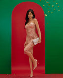 Rose-gold Strappy Sequins Dress