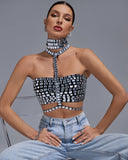 Halter Rhinestone Bandage Top