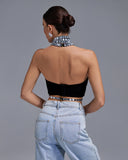 Halter Rhinestone Bandage Top
