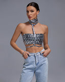 Halter Rhinestone Bandage Top