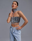 Halter Rhinestone Bandage Top