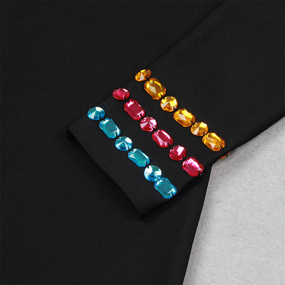 Strappy Sleeveless Color Diamond Midi Bandage Set HL9501
