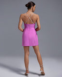 Pearl Strap Multicolor Flowers Mini Dress