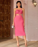 Flower Applique Top & Bandage Skirt Set