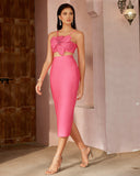 Flower Applique Top & Bandage Skirt Set